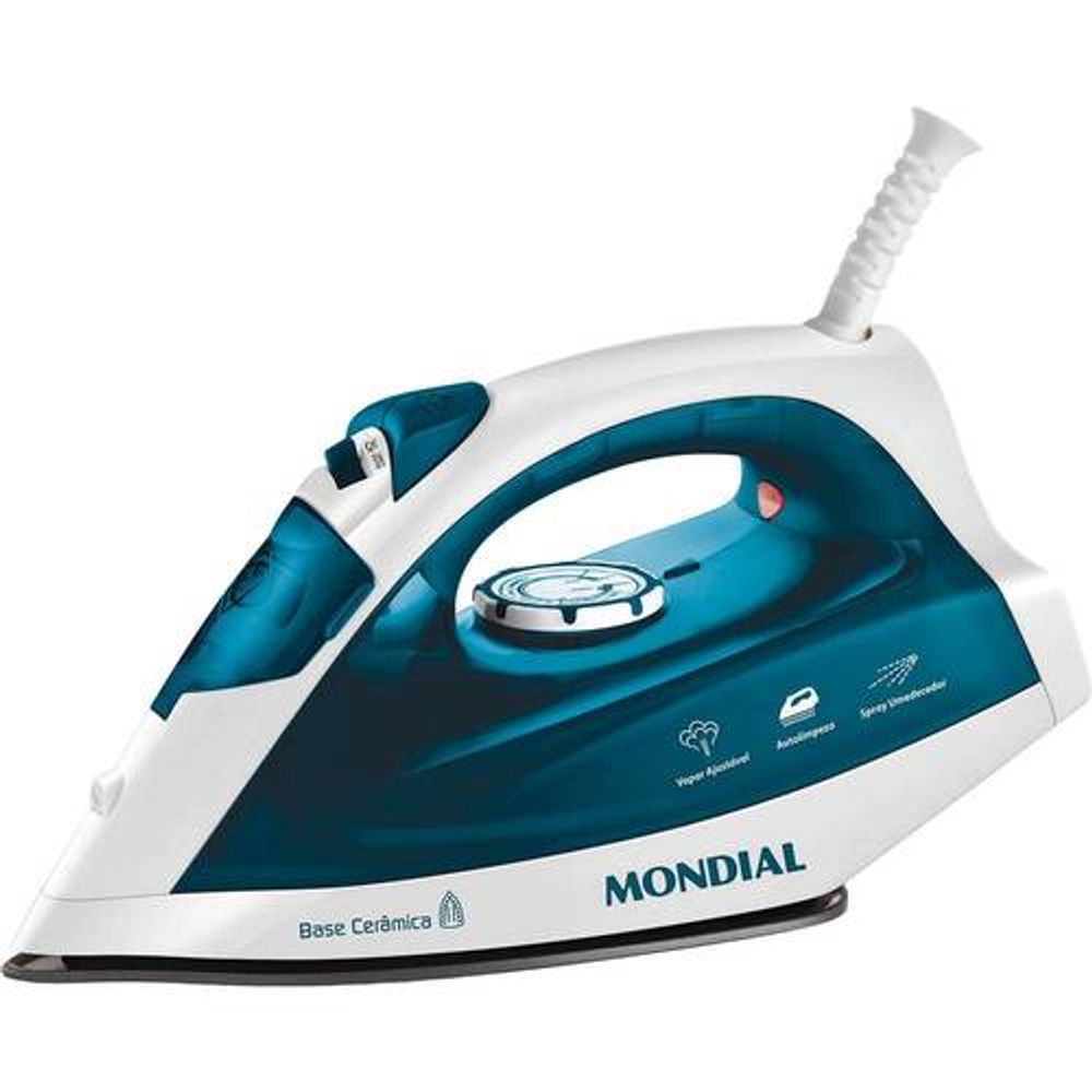 Ferro De Passar Roupas A Vapor Mondial Nf 34 Branco Azul Moveis Linhares