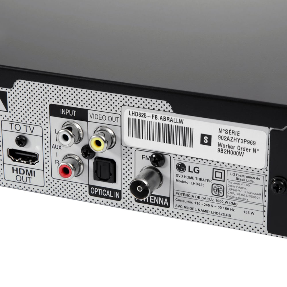 Home Theater LG LHD625 1000W Bluetooth USB e HDMI Bivolt Preto