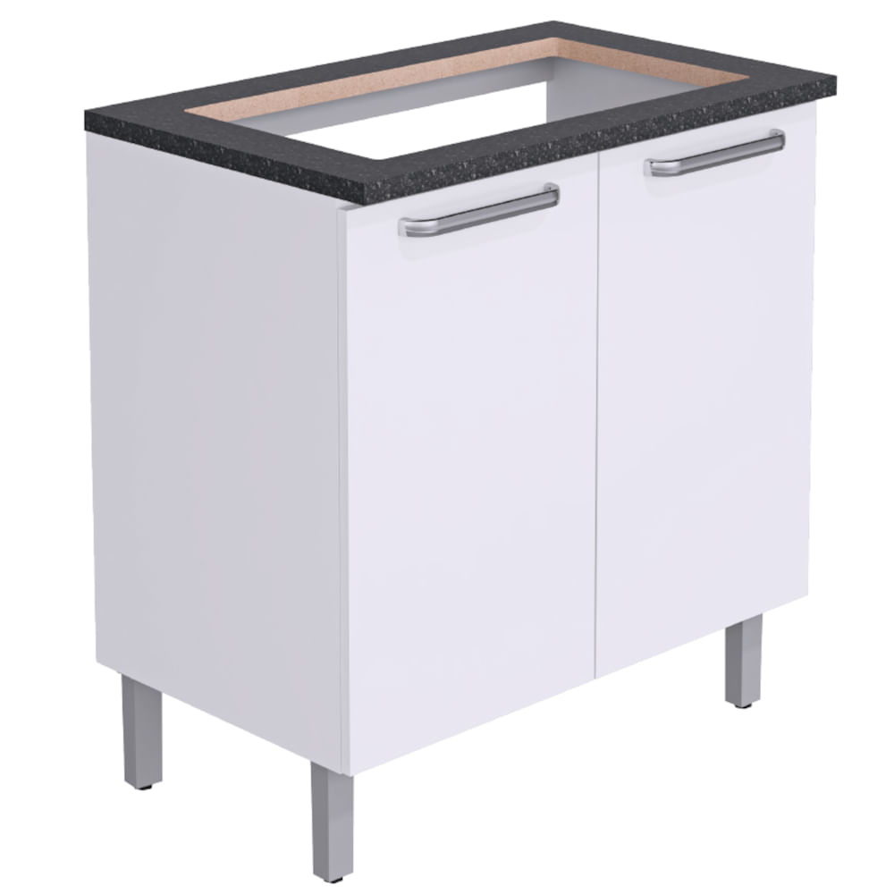 Balcão Itatiaia Cacau com 2 Portas para Cooktop 5 Bocas Branco