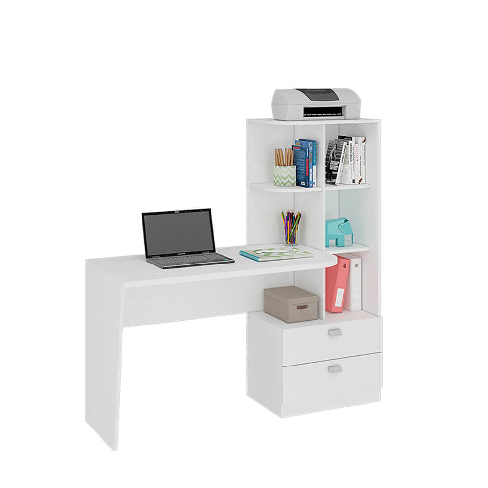 Mesa Computador Permobili Elisa com Gavetas - Branco