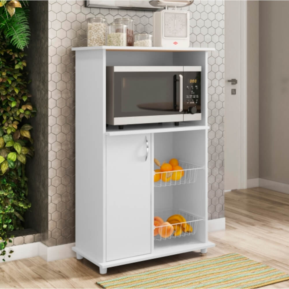 Balcão Notável NT3075 com Cesto Aramado e Nicho para Forno - Branco