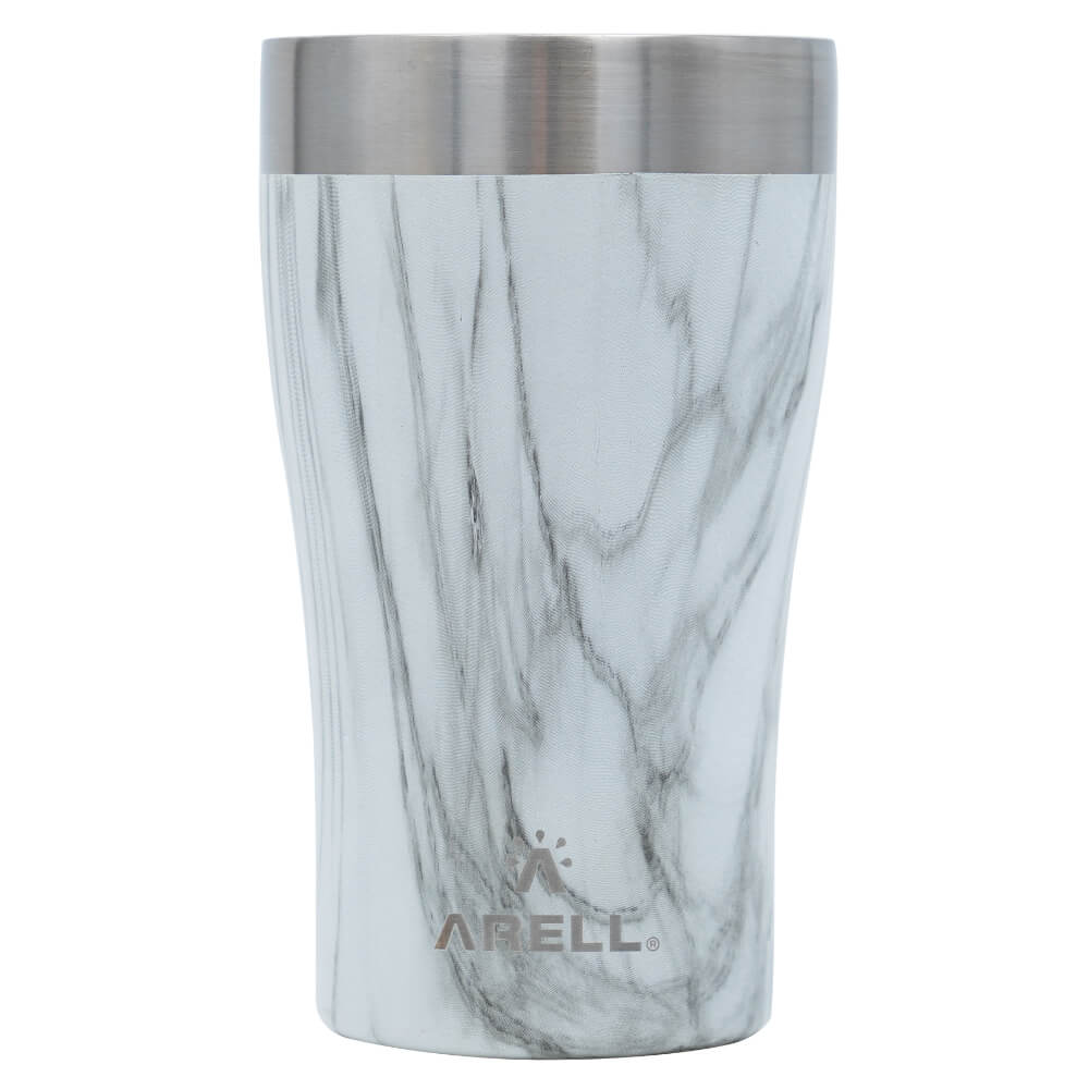 Copo Térmico Arell Tulip 500ml com Fundo Antirruído e Escudo de Cobre - Mármore Branco
