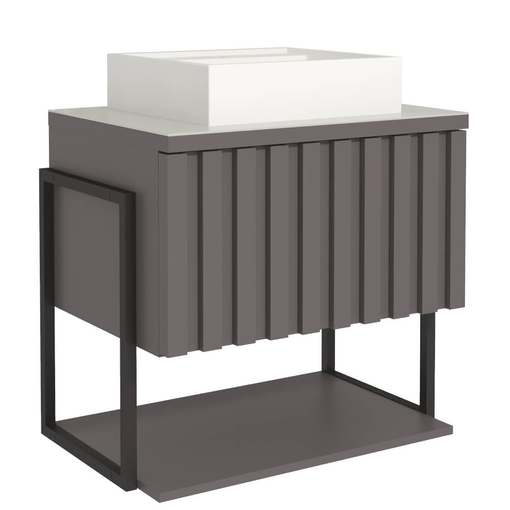Gabinete Havaí MGM 80cm Metalon para Banheiro - Titânio