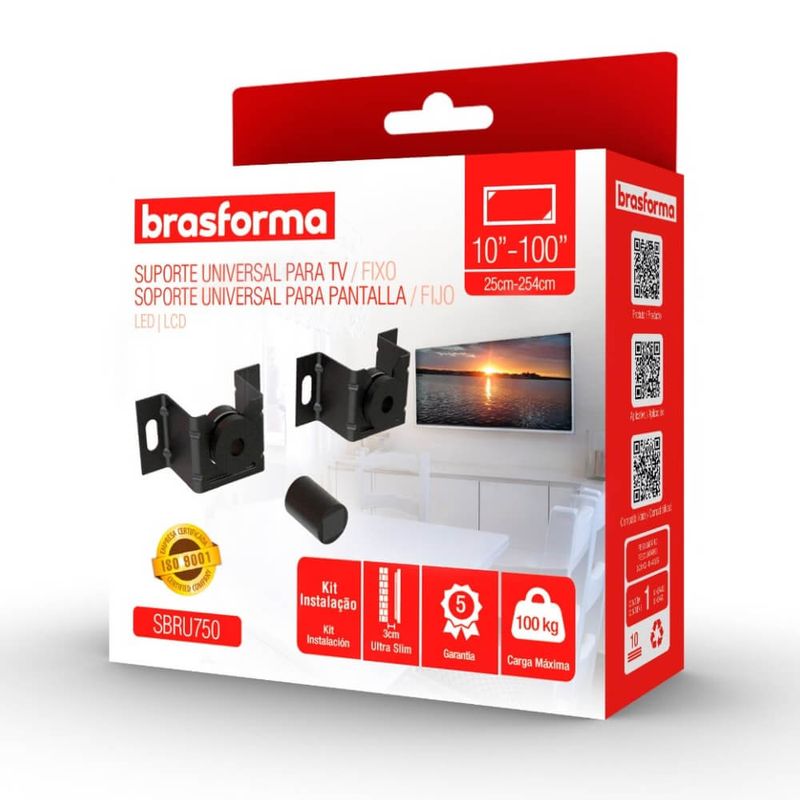 Suporte para Tv de 10'' a 85'' Preto - Brasforma