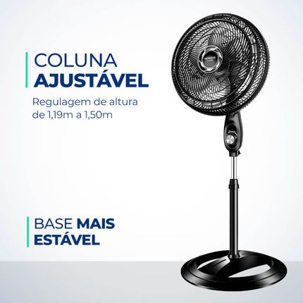 Ventilador De Coluna VT-40C NB Mondial 40cm 6 Pas Preto - Moveis Linhares