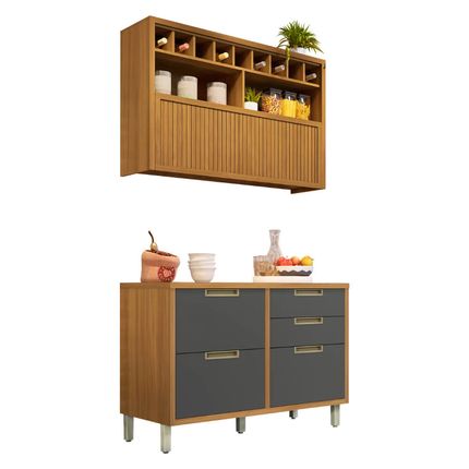 Cozinha-modulada-Nesher-Imperatriz-2-pecas-com-Nicho-Adega-na-cor-Freijo-Grafite---1 Cozinha-modulada-Nesher-Imperatriz-2-pecas-com-Nicho-Adega-na-cor-Freijo-Grafite---1