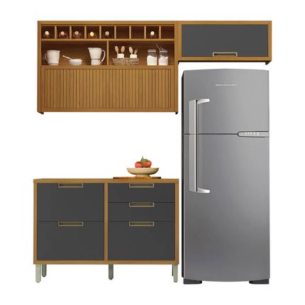 Cozinha-modulada-Nesher-Imperatriz-3-pecas-com-Nicho-Adega-e-Aereo-Geladeira-na-cor-Freijo-e-Grafite---1 Cozinha-modulada-Nesher-Imperatriz-3-pecas-com-Nicho-Adega-e-Aereo-Geladeira-na-cor-Freijo-e-Grafite---1