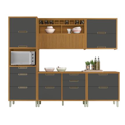 Cozinha-modulada-Nesher-Imperatriz-5-pecas-com-Nicho-Forno-na-cor-Freijo-e-Grafite---1 Cozinha-modulada-Nesher-Imperatriz-5-pecas-com-Nicho-Forno-na-cor-Freijo-e-Grafite---1