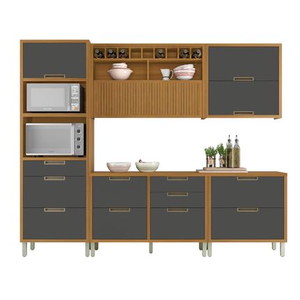 Cozinha-modulada-Nesher-Imperatriz-5-pecas-com-Nicho-Forno-Duplo-na-cor-Freijo-e-Grafite---1- Cozinha-modulada-Nesher-Imperatriz-5-pecas-com-Nicho-Forno-Duplo-na-cor-Freijo-e-Grafite---1-