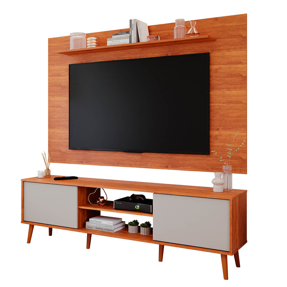 Painel e Bancada Berlim Permóbili para TV até 60'' - Cinamomo/Off White