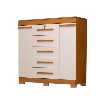 Comoda-ACP-Diana-com-5-Gavetas-e-Sapateiras-laterais---Cinamomo-Off-White Comoda-ACP-Diana-com-5-Gavetas-e-Sapateiras-laterais---Cinamomo-Off-White