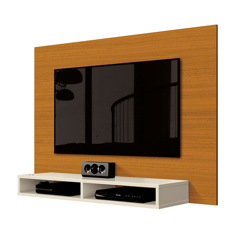 Painel EDN Fox New para TV de até 43'' com Nicho Decorativo - Cedro/Off White