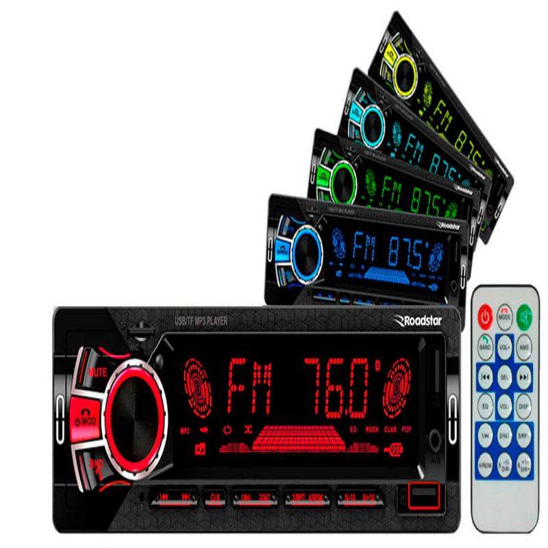 Auto Rádio RoadStar RS-2751BR com Bluetooth USB frontal e rádio