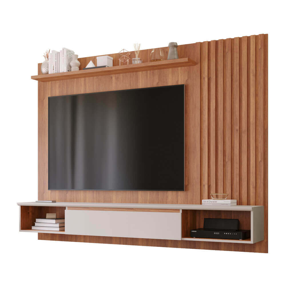 Painel Permóbili Bahamas para TV de até 65'' com Nicho Decorativo - Cinamomo/Off White