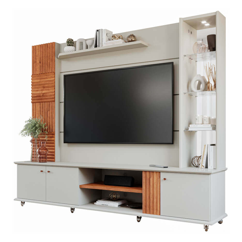 Home Riviera para TV de até 60'' Permóbili com Nicho Lateral - Off White/Cinamomo