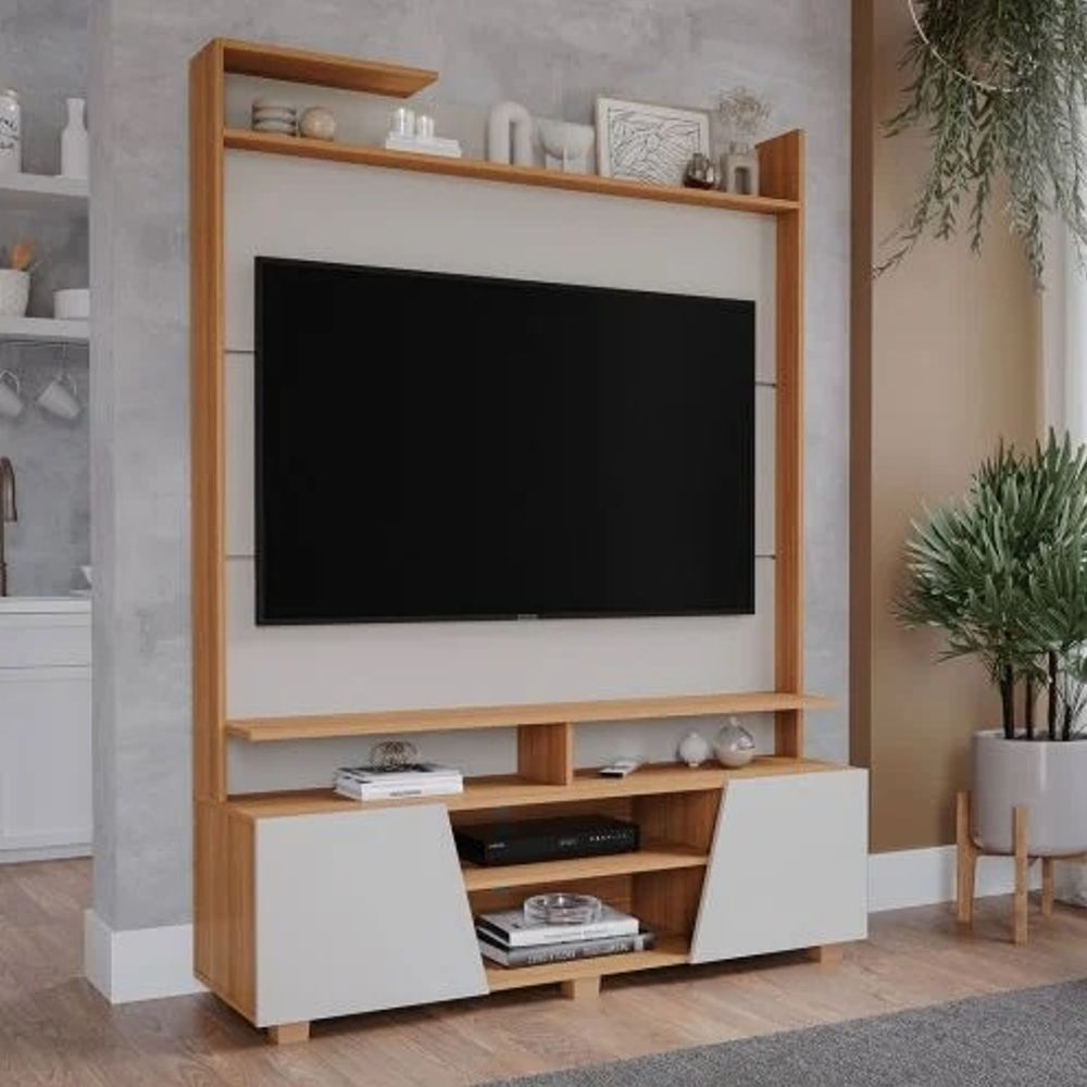 Home Permóbili Master 100% MDF com 3 Prateleiras - Off White/Nature