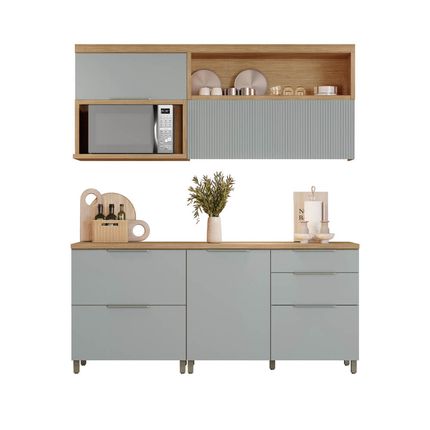 Cozinha-modulada-Nesher-Marquesa-4-pecas-com-Nicho-para-Micro-Ondas---Nature-Verde Cozinha-modulada-Nesher-Marquesa-4-pecas-com-Nicho-para-Micro-Ondas---Nature-Verde