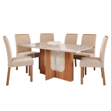 Conjunto-de-Mesa-Cimol-Louise-180x90cm-com-6-Cadeiras-Fernanda---Cinamomo-Off-White-Nude Conjunto-de-Mesa-Cimol-Louise-180x90cm-com-6-Cadeiras-Fernanda---Cinamomo-Off-White-Nude