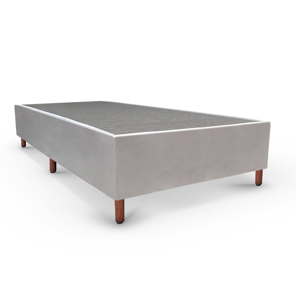 Base Box Solteiro Tozatto Uni Naturale 88x188x26cm Tecido Rústico/Cinza
