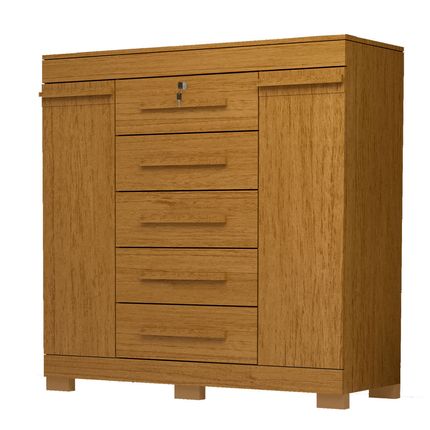 Cômoda ACP Diana 5 Gavetas e 2 Portas com Sapateira e Corrediças Metálicas - Cinamomo Cômoda ACP Diana 5 Gavetas e 2 Portas com Sapateira e Corrediças Metálicas - Cinamomo