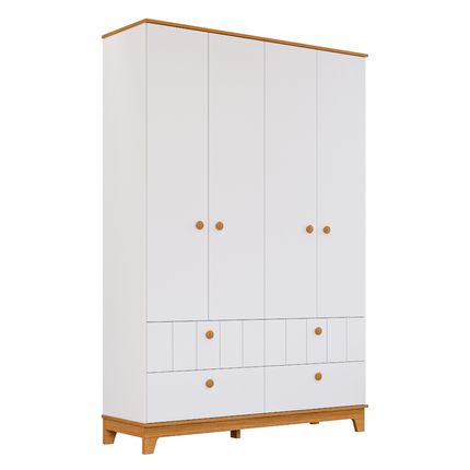 Guarda-Roupa-Permobili-Biscoito-4-Portas-e-4-Gavetas---Branco-Nature Guarda-Roupa-Permobili-Biscoito-4-Portas-e-4-Gavetas---Branco-Nature