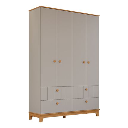 Guarda Roupa Permobili Biscoito 4 Portas e 4 Gavetas - Fendi/Nature Guarda Roupa Permobili Biscoito 4 Portas e 4 Gavetas - Fendi/Nature