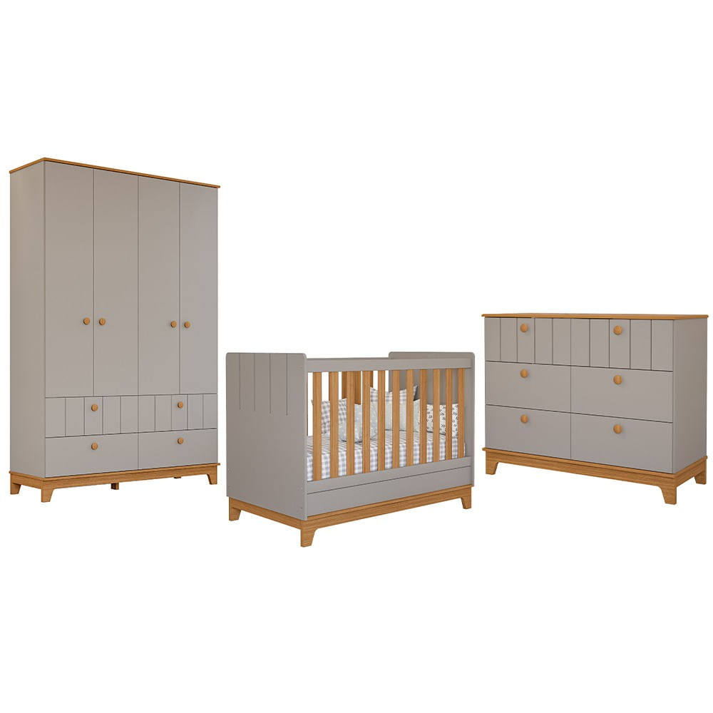 Quarto de Bebê 3 peças Permóbili Biscoito - Fendi/Nature