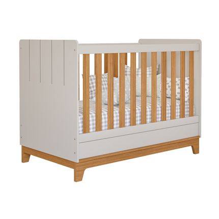 Berço e Minicama Permobili Biscoito com 2 opções de altura - Off White/Nature Berço e Minicama Permobili Biscoito com 2 opções de altura - Off White/Nature