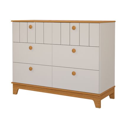 Cômoda Permobili Biscoito com 6 gavetas e Trocador - Off White/Nature Cômoda Permobili Biscoito com 6 gavetas e Trocador - Off White/Nature
