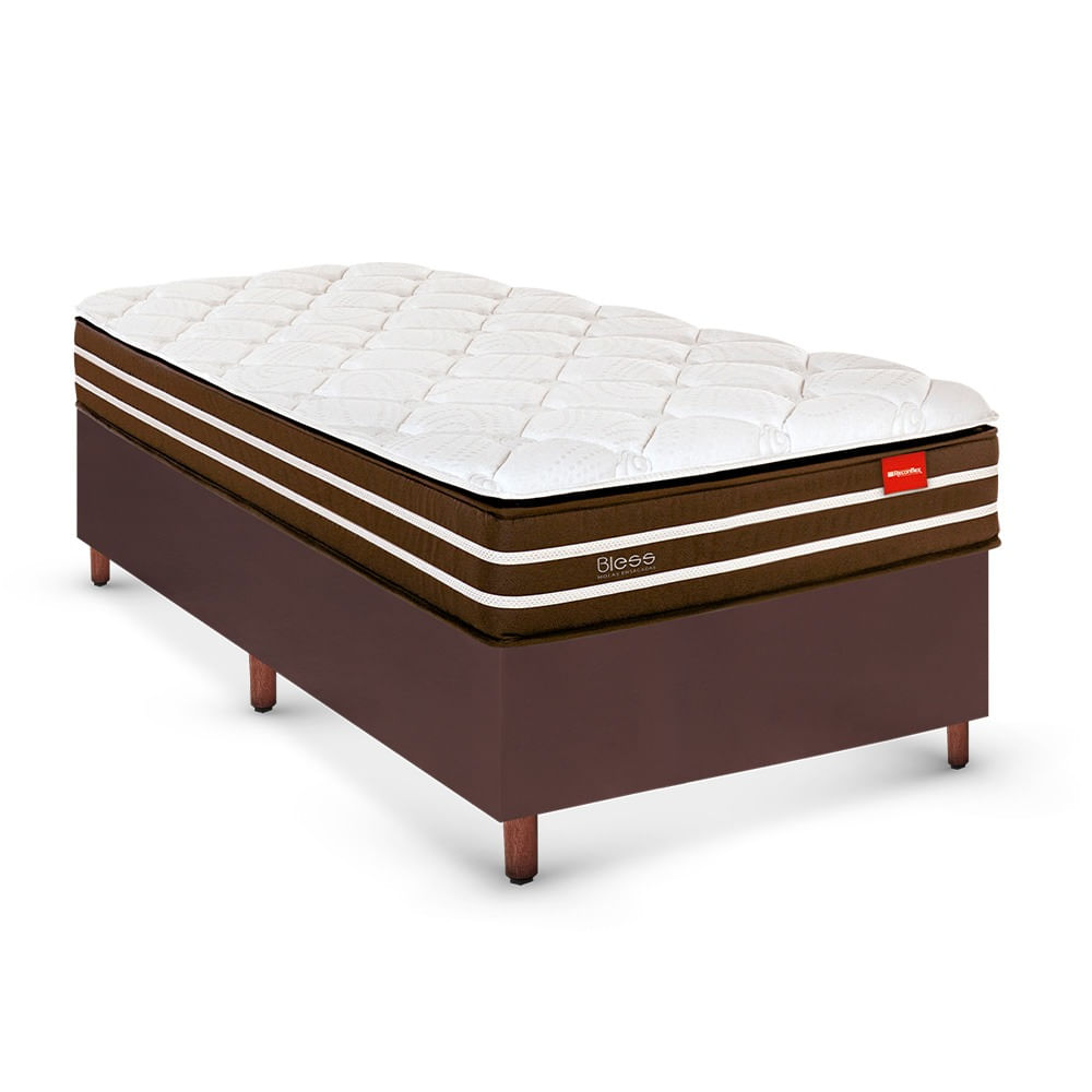 Colchão Bless Reconflex D26 + Box Tozatto Solteiro 88cm - Marrom