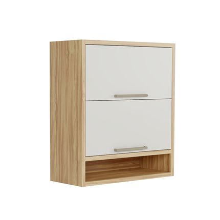 Armário Aéreo Duplo Ronipa 2 Portas Syrah 80cm - Amêndoa/Branco