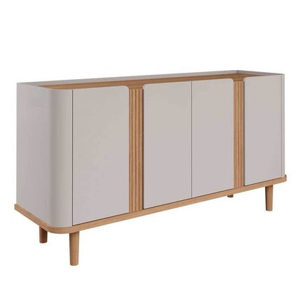 Aparador Buffet Cimol Eva 4 Portas - Off White/Nature Aparador Buffet Cimol Eva 4 Portas - Off White/Nature