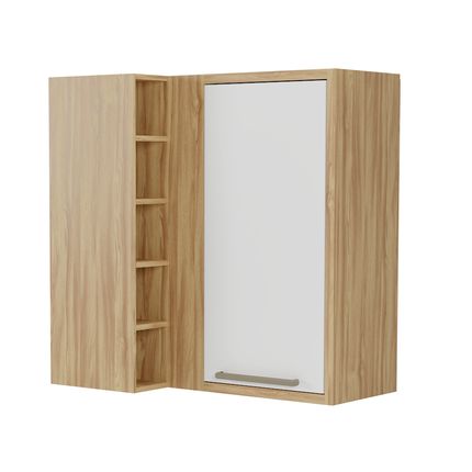 Armário Aéreo de Canto Ronipa Syrah 1 Porta e Nicho Adega - Amêndoa/Branco Armário Aéreo de Canto Ronipa Syrah 1 Porta e Nicho Adega - Amêndoa/Branco