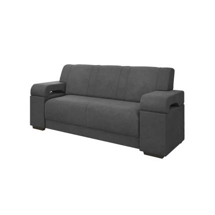 Sofá Estofar Atlanta 3 Lugares com Tecido Veludo - Cinza Sofá Estofar Atlanta 3 Lugares com Tecido Veludo - Cinza