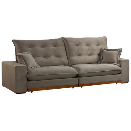 Sofá Retrátil e Reclinável 250cm Dvitrine Canada D28 com Tecido Veludo - Avelã Sofá Retrátil e Reclinável 250cm Dvitrine Canada D28 com Tecido Veludo - Avelã