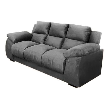 Sofá Estofar Luna 3 lugares com Tecido Veludo - Cinza Sofá Estofar Luna 3 lugares com Tecido Veludo - Cinza