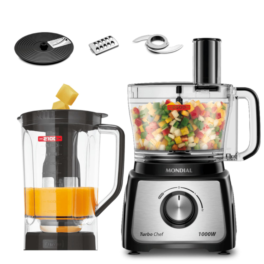 Multiprocessador Mondial Turbo Chef MPN-01-B 5 em 1 com 1000W Preto