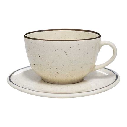 Conjunto de Chá Oxford Unni Brisa 12 peças - Off White/Marrom Conjunto de Chá Oxford Unni Brisa 12 peças - Off White/Marrom