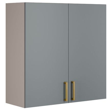 Armário Aéreo Itatiaia Essence 80cm com 02 Portas - Fendi/Gris