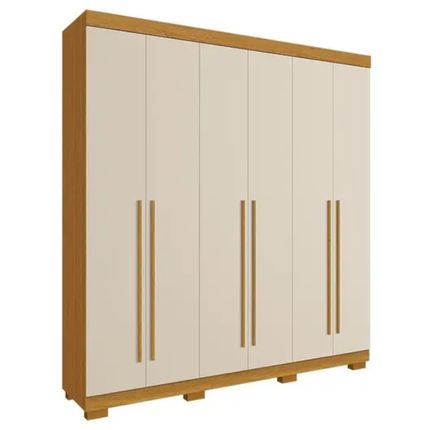 Guarda Roupa ACP Agata 6 Portas com Pés - Cinamomo/Off White Guarda Roupa ACP Agata 6 Portas com Pés - Cinamomo/Off White