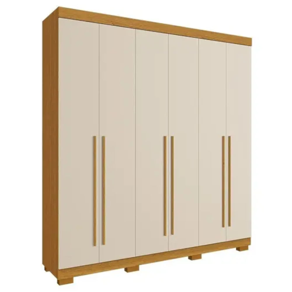 Guarda Roupa ACP Agata 6 Portas com Pés - Cinamomo/Off White