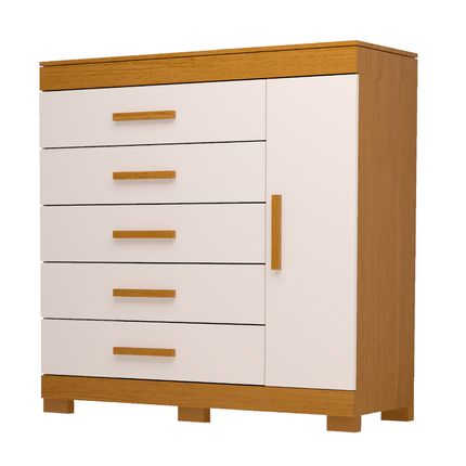 Cômoda ACP Rayane com 5 Gavetas e Sapateira - Cinamomo/Off White Cômoda ACP Rayane com 5 Gavetas e Sapateira - Cinamomo/Off White