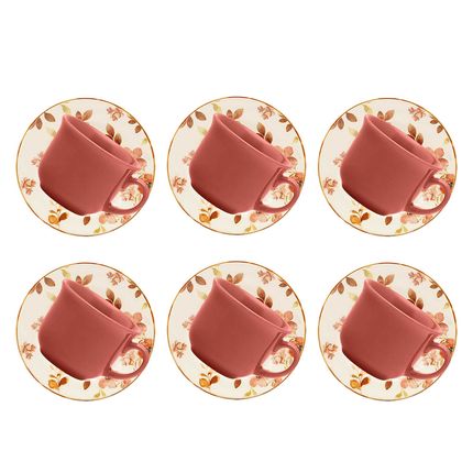 Conjunto de Chá Oxford Donna Biona Cha das 5 12 peças - Off White/Verde/Vermelho Conjunto de Chá Oxford Donna Biona Cha das 5 12 peças - Off White/Verde/Vermelho