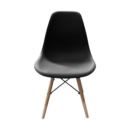 Cadeira de Plástico Elomio Eames com Pés em Madeira - Preto