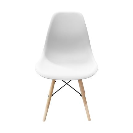 Cadeira de Plástico Elomio Eames com Pés em Madeira - Branco