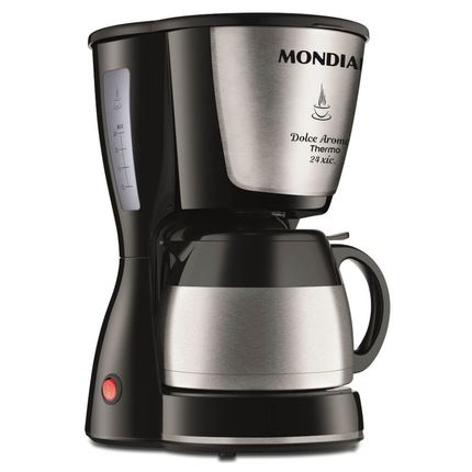 Cafeteira Eletrica Mondial Dolce Arome 24 xicaras C-33JT com Jarra térmica Inox - Preta - 127V