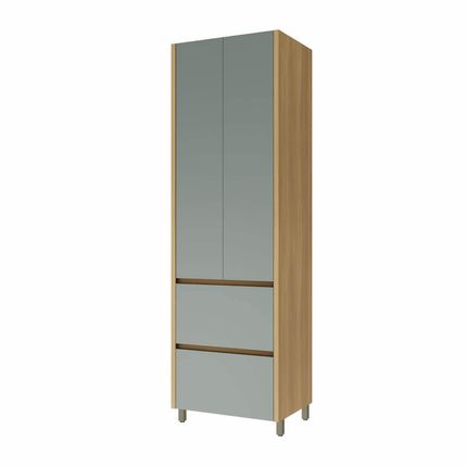 Paneleiro Nesher Rainha 70cm com 2 Portas e 2 Gavetas - Nature/Verde