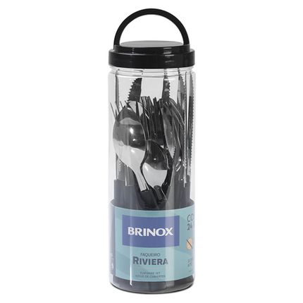 Faqueiro Riviera Brinox 24 peças em Aço Inoxidável - Preto