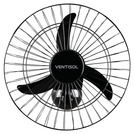 Ventilador de Parede Ventisol 50cm 3 Pás com 200W Grade em Aço Bivolt - Preto