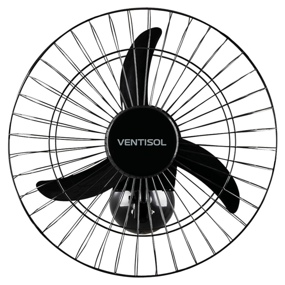 Ventilador de Parede Ventisol 50cm 3 Pás com 200W Grade em Aço Bivolt - Preto